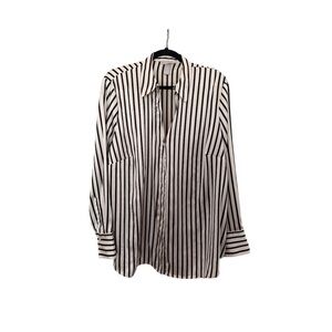 Women’s Black & White Stripe Button-Up Shirt